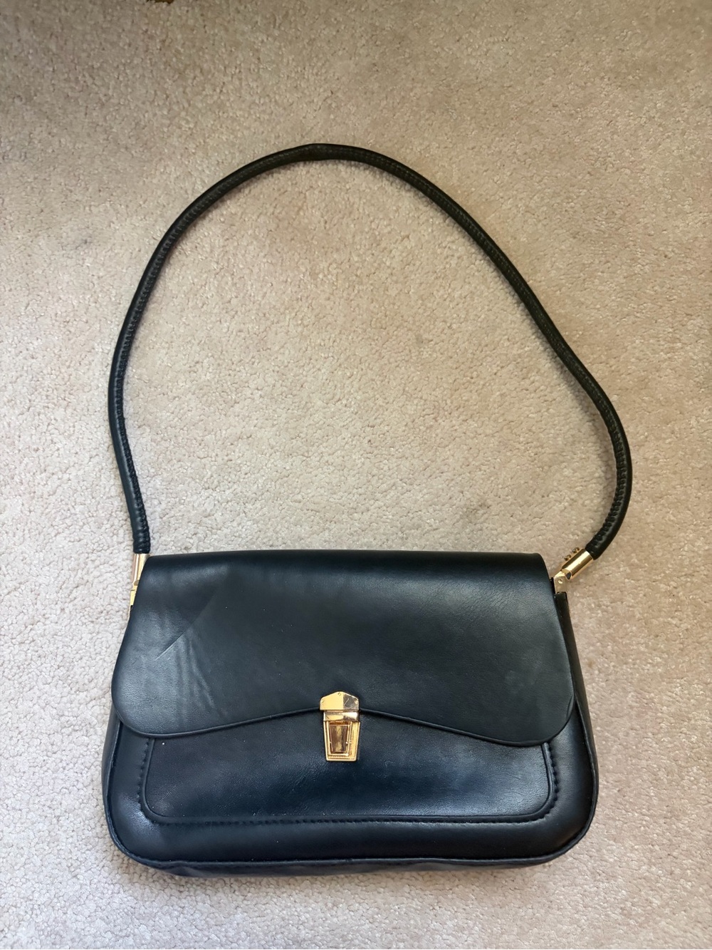 Francesca's Collections Black Shoulder Bag with Gold Hardware
